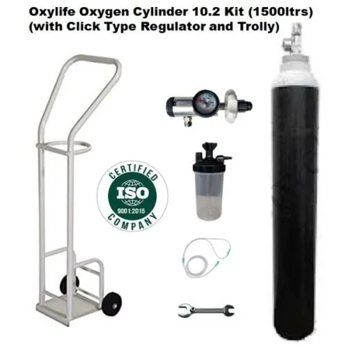 [2300] Oxylife 10.2 Ltr Oxygen Cylinder Kit with Trolley