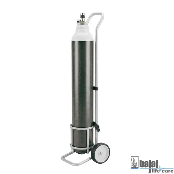 10 Litre Oxygen Cylinder with Aluminium Trolley & Wheels