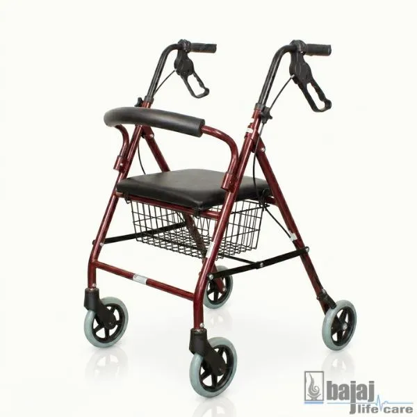 Rollator Walker with Seat and Basket | Foldable Aluminum Mobility Walker for Adults