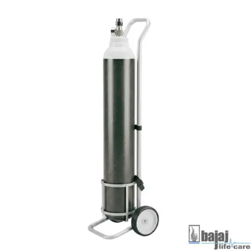 10 Litre Oxygen Cylinder with Aluminium Trolley & Wheels
